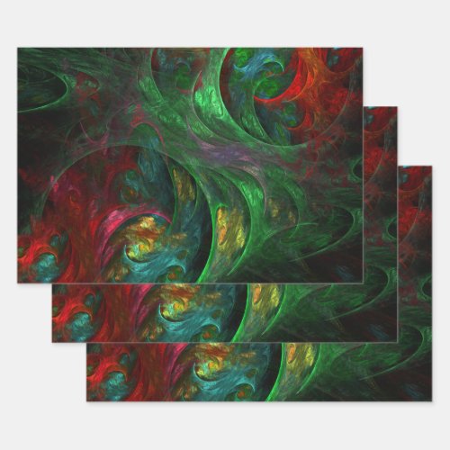 Genesis Green Abstract Art Wrapping Paper Sheets