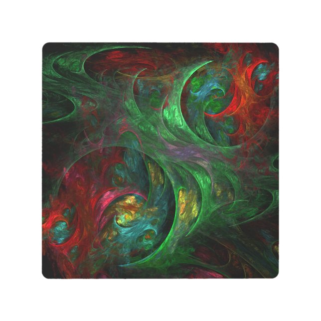 Genesis Green Abstract Metal Wall Art (Front)