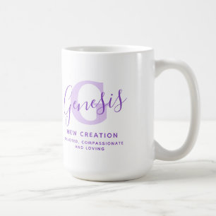Genesis name meaning monogram G purple text Coffee Mug