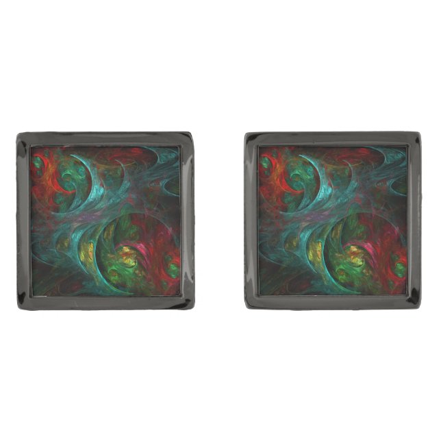 Genesis Nova Abstract Art Gunmetal Finish Cufflinks (Front)