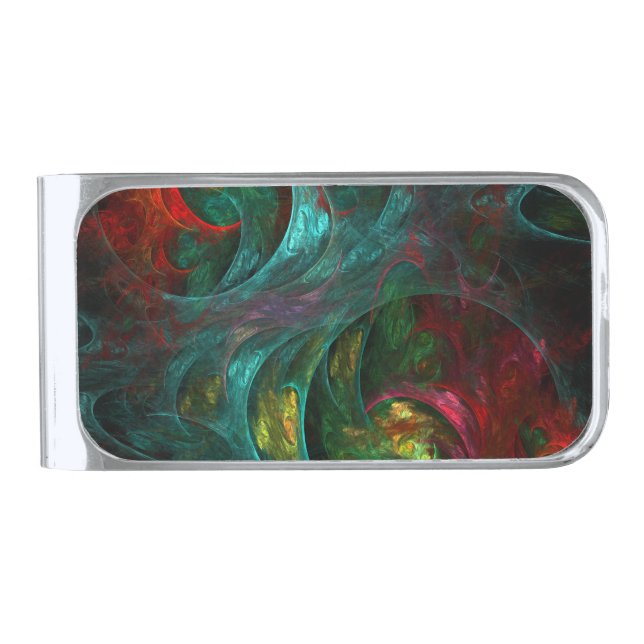 Genesis Nova Abstract Art Silver Finish Money Clip (Front)