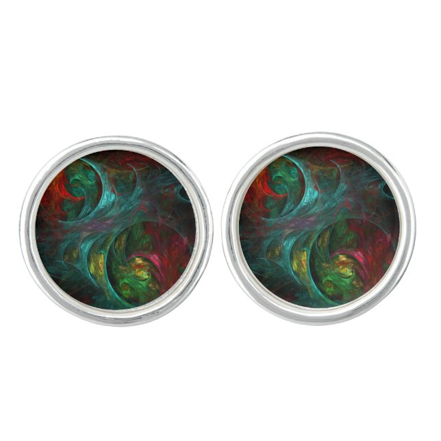 Genesis Nova Abstract Art Silver Plated Cufflinks (Front)