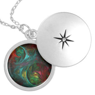 Genesis Nova Abstract Silver Locket Necklace