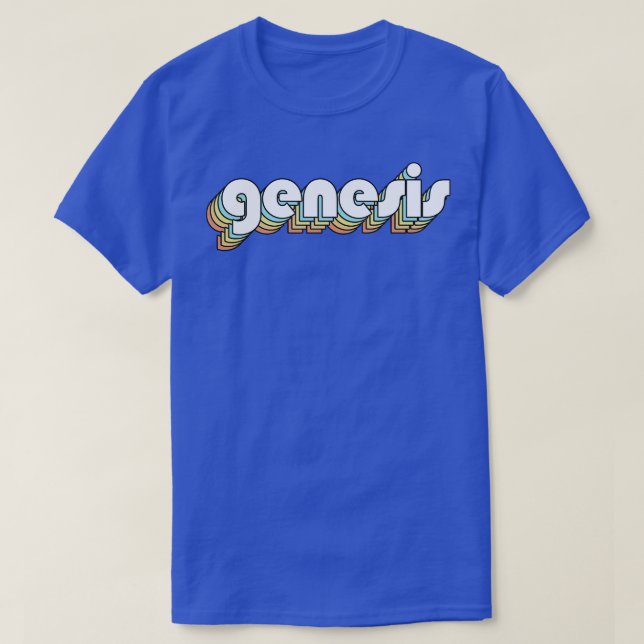 Genesis Retro Rainbow Typography Faded Style T-Shirt (Design Front)