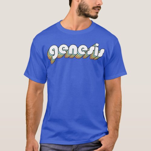 Genesis Retro Rainbow Typography Faded Style T_Shirt