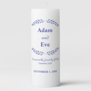 Genesis Scripture Reference Blue Pillar Candle