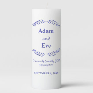 Genesis Scripture Reference Blue Pillar Candle