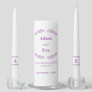 Genesis Scripture Reference Lavender Unity Candle Set