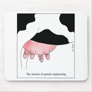 Genetic Engineering Cow GMO Udder Cartoon Mouse Pad