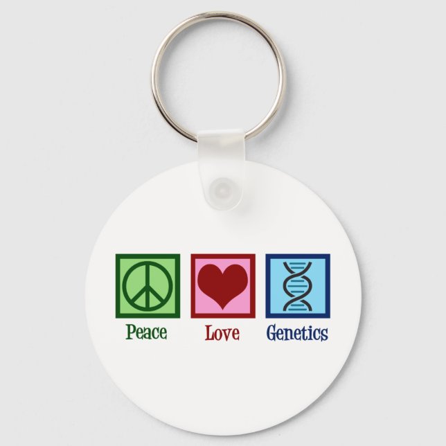 Geneticist Peace Love Genetics Company Keychain (Front)