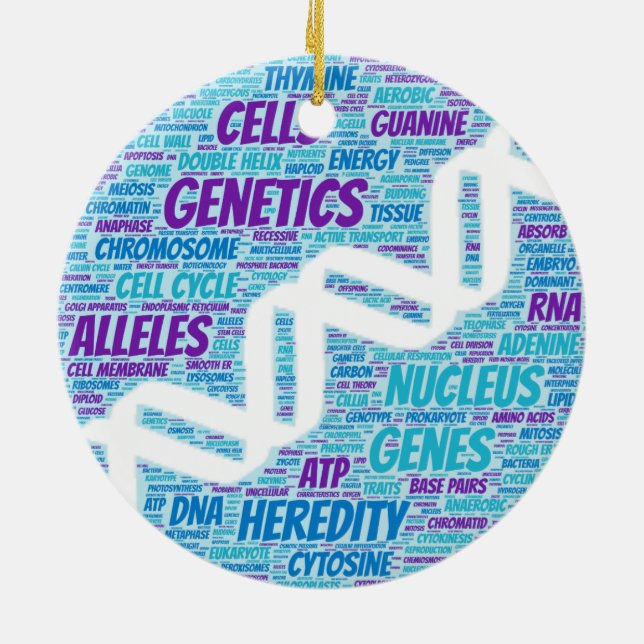 Genetics Word Cloud Ceramic Ornament (Back)