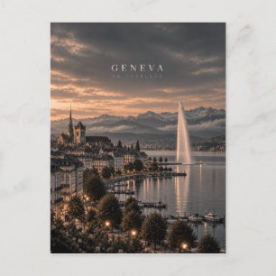 Geneva Cinematic Monochrome City Art Postcard