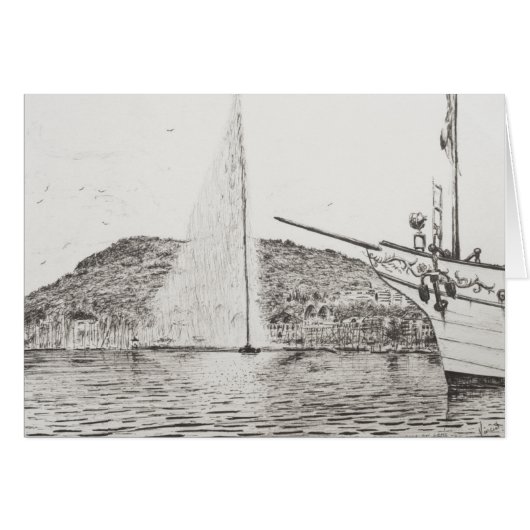 Geneva Fountain and Bow of pleasure Boat 2011 Cards (Front Horizontal)