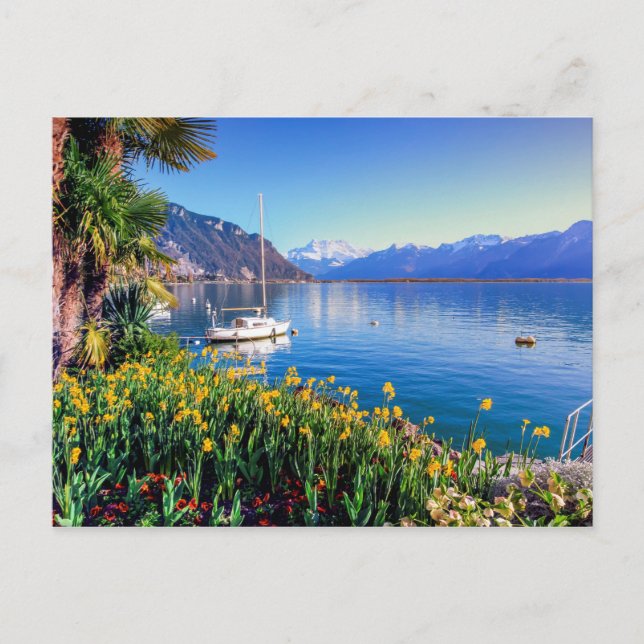 Geneva lake at Montreux, Vaud, Switzerland Postcard (Front)