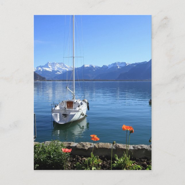 Geneva lake scenery, Montreux, Switzerland Postcard (Front)