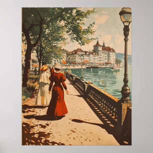 Geneva Lakeside Vintage Poster