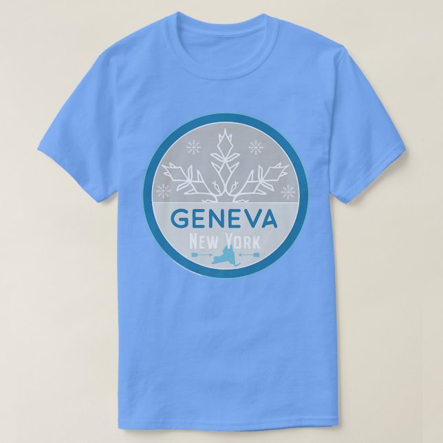 Geneva New York NY Winter Frozen Snowflake Badge  T-Shirt (Design Front)