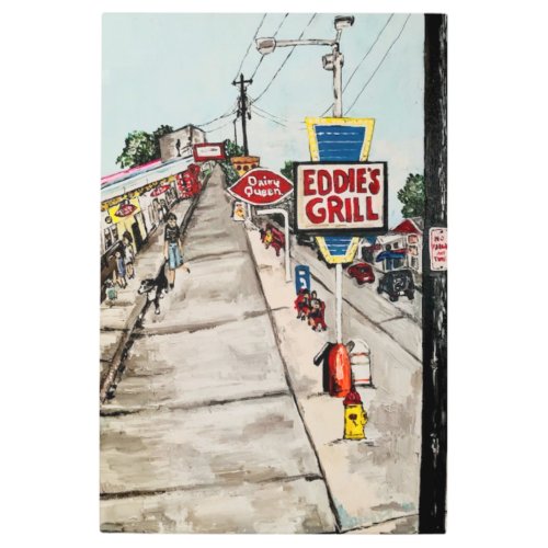 Geneva Ohio Street painting by Therese Kramer Metal Print