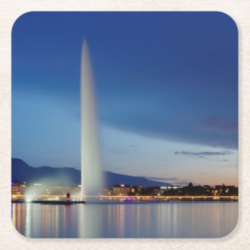 Geneva panorama Switzerland Square Paper Coaster