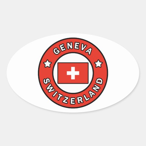 Geneva Switzerland Oval Sticker
