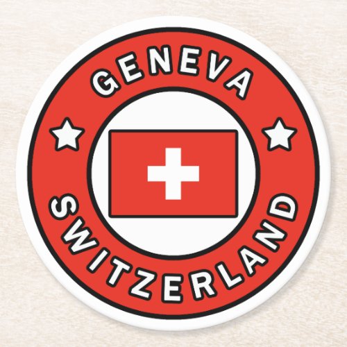 Geneva Switzerland Round Paper Coaster