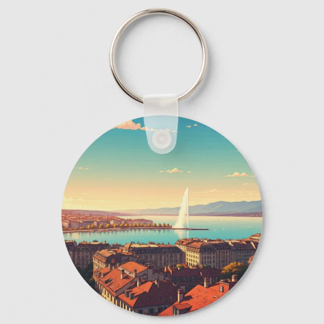 Geneva Switzerland Travel  Keychain (Front)