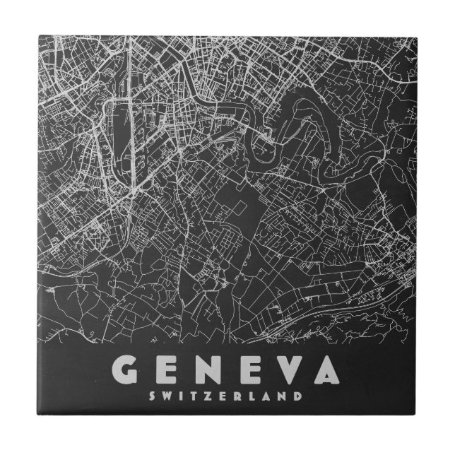 Geneva Switzerland Vintage Map Ceramic Tile (Front)