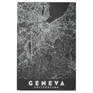 Geneva Switzerland Vintage Map Metal Print