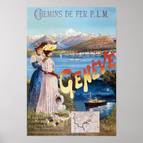 Geneva Switzerland Vintage Poster 1890
