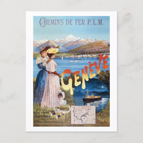 Geneva Switzerland Vintage Poster 1890 Postcard
