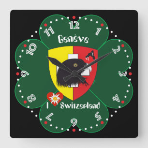 Geneva v Genève Switzerland Suisse Svizzera Square Wall Clock