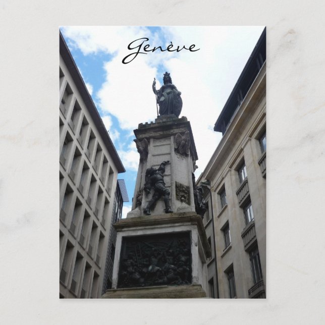 genève statue postcard (Front)