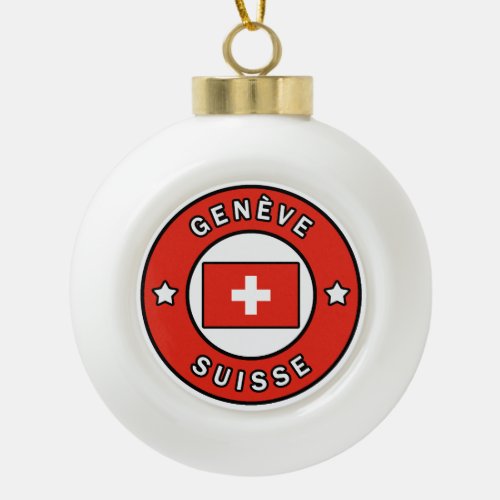 Genve Suisse Ceramic Ball Christmas Ornament