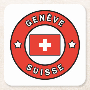 Genève Suisse Square Paper Coaster