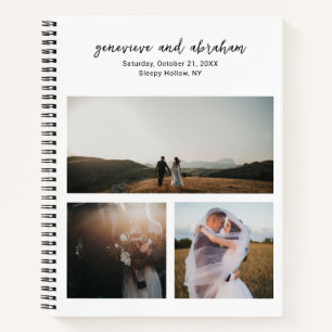 Genevieve Black and White Photo Modern Wedding Notebook