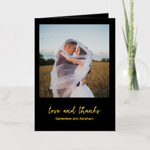 Genevieve Black Photo Modern Wedding Foil Greeting Card