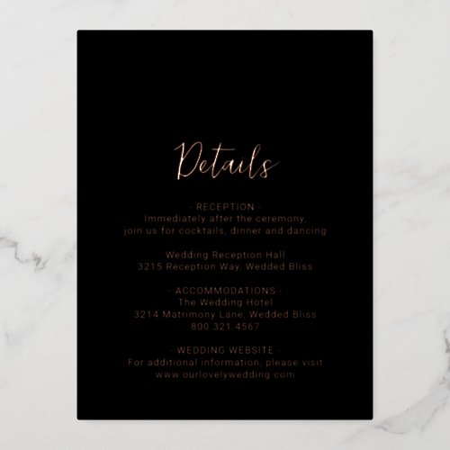 Genevieve Black Photo Modern Wedding Foil Invitation Postcard