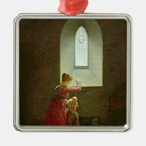 Genevieve of Brabant Baptising her Son in Prison Metal Ornament