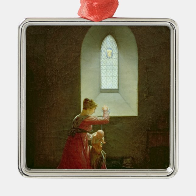 Genevieve of Brabant Baptising her Son in Prison Metal Ornament (Front)