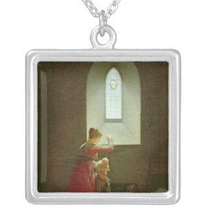 Genevieve of Brabant Baptising her Son in Prison Silver Plated Necklace