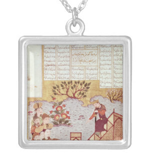 Genghis Khan addressing a congregation Silver Plated Necklace