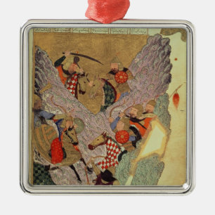 Genghis Khan (c.1162-1227) fighting the Chinese in Metal Ornament