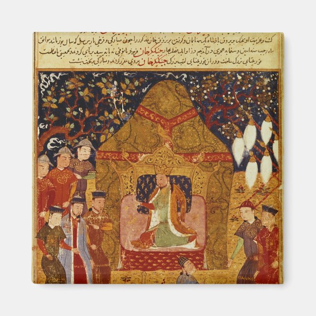 Genghis Khan in his tent by Rashid al-Din Magnet (Front)