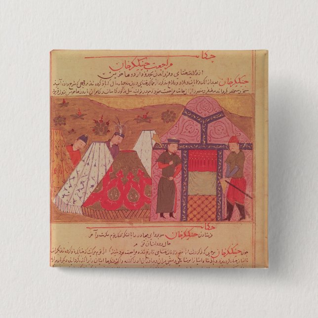 Genghis Khan outside his tent Button (Front)