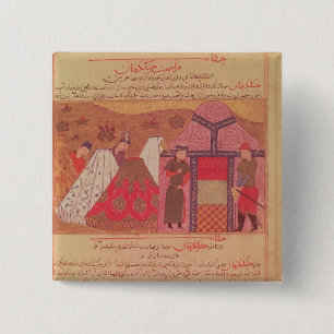 Genghis Khan outside his tent Button