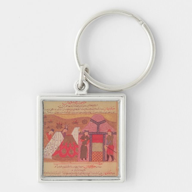Genghis Khan outside his tent Keychain (Front)