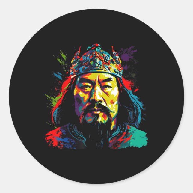 Genghis Khan War Conquerer  Classic Round Sticker (Front)