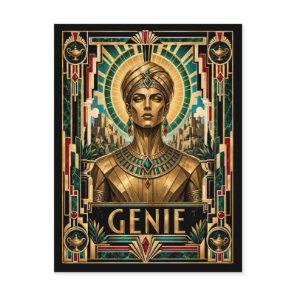 Genie, Art Deco Mythical Postcard
