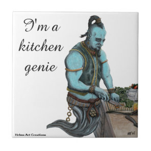 Genie Chef Cooking Kitchen Dinner Fantasy Art Tile