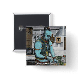 Genie Cooking Kitchen Magic Fantasy Art Button